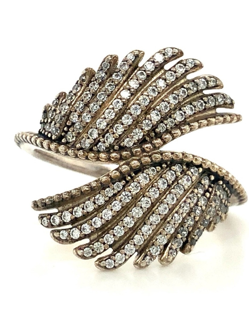 Pavé silver Pandora Wing Statement Ring